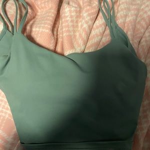 Green Cross back Workout tank w built in bra